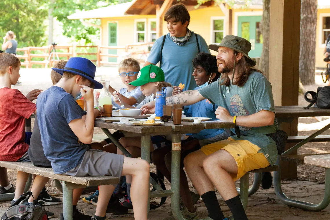 Kids At lunch at Camp Kern