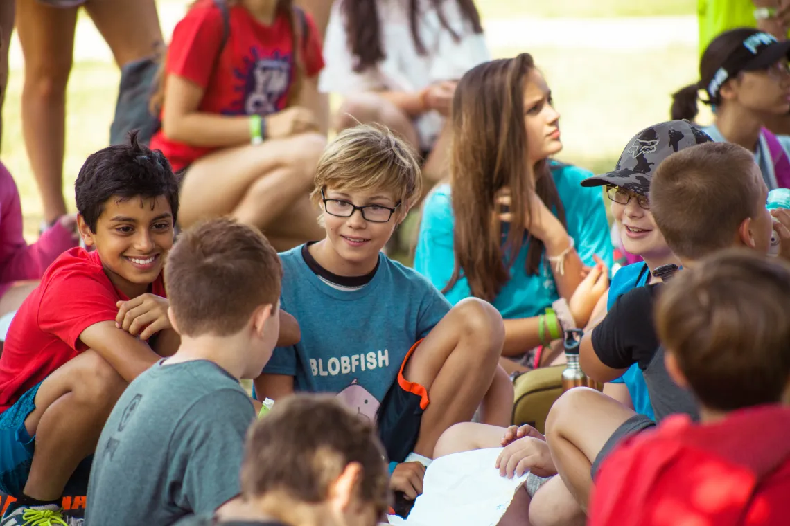 Boys having a chat at camp